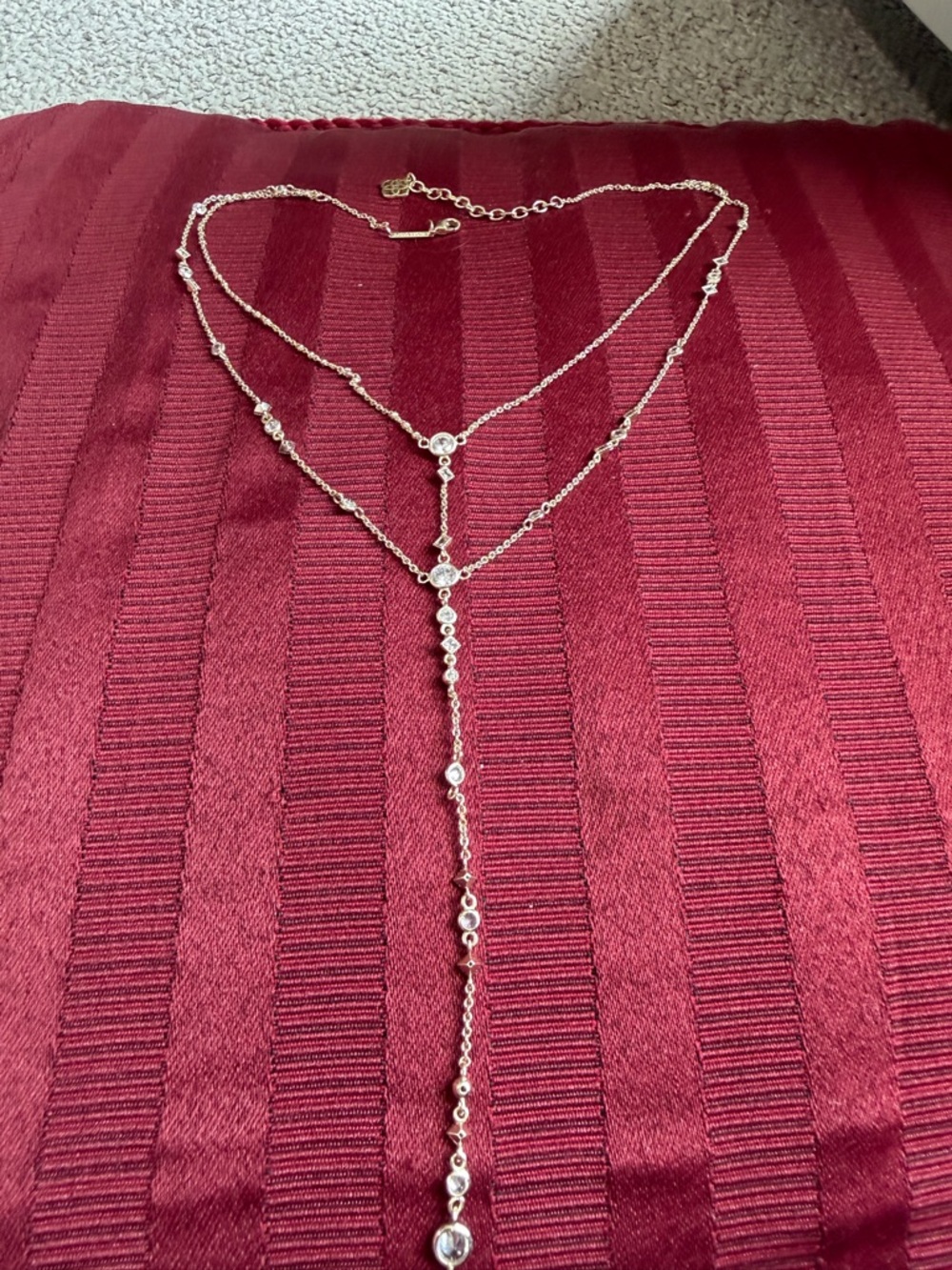 Kendra Scott Crystal Layered Lariat Necklace Silver - Picture 5 of 7